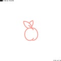 Fresh peach icon. Outline style